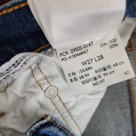 Levi's 501 Jeans Womens W27 28x28 Button Fly Medium‎ Wash Denim Distressed - Picture 7 of 14